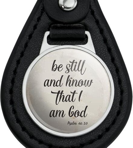 GRAPHICS & MORE Black Leather Be Still and Know that I am God Psalm Inspirational Christian Keychain in Saudi Arabia