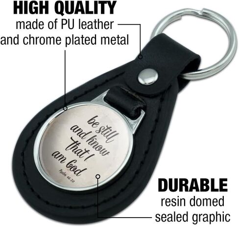 GRAPHICS & MORE Black Leather Be Still and Know that I am God Psalm Inspirational Christian Keychain in Saudi Arabia