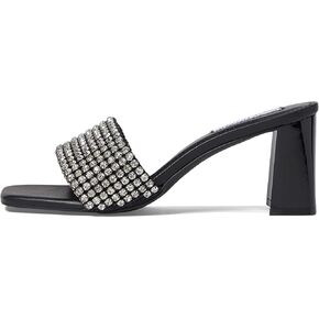 Steve Madden Laney Blush Crytals Details Slip On Open Toe Mid Block Heel Sandals