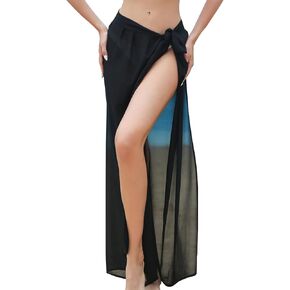 La ceida Women Sarong ملابس السباحة التستر الشيفون الشاطئ التعادل تنورة طويلة بيكيني وشاح شفاف ثوب السباحة in Kuwait