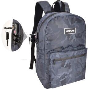 Backpack Bag With Lock - Activated Carbon Fiber Lining - Water Resistant,Anti Theft Laptop Daypack for Men & Women Travel (Camo Burgandy)