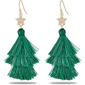 LILIE&WHITE Christmas Earrings For Women Christmas Tree Dangle Earrings With Colorful Rhinestone Glitter Bow Knot Colorful Light Bulb Jingle Bell Stud Earring Holiday Earrings Xmas Gif