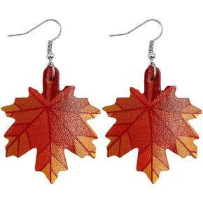 Pumpkin Sunflower Maple Leaf Leopard Plaid Faux Leather Drop Earrings Thanksgiving Lightweight Leather Dangle Earring Autumn Fall Halloween Jewelry for Women Girl