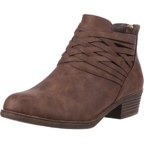 Sugar Women's Dress Block Heel Ankle Boot, Ladies Back Zip Bootie with Criss Cross Wraparounds