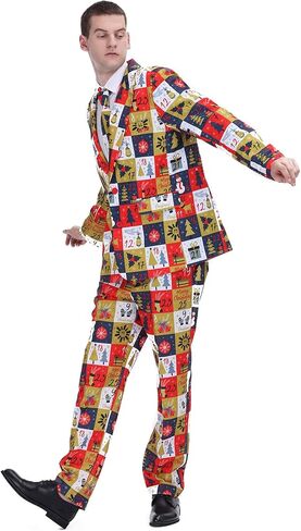 ACH Christmas Suit for Men Party Costume Adult in Different Prints 3PCS Ugly Funny Men’s Jacket Outfit Cosplay with Tie Pants in Kuwait