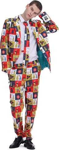 ACH Christmas Suit for Men Party Costume Adult in Different Prints 3PCS Ugly Funny Men’s Jacket Outfit Cosplay with Tie Pants in Kuwait