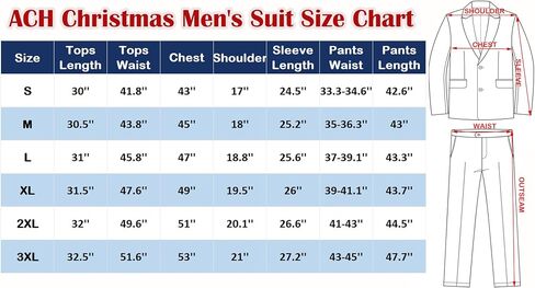 ACH Christmas Suit for Men Party Costume Adult in Different Prints 3PCS Ugly Funny Men’s Jacket Outfit Cosplay with Tie Pants in Kuwait