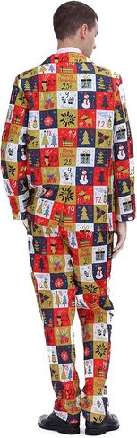 ACH Christmas Suit for Men Party Costume Adult in Different Prints 3PCS Ugly Funny Men’s Jacket Outfit Cosplay with Tie Pants in Kuwait