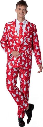 ACH Christmas Suit for Men Party Costume Adult in Different Prints 3PCS Ugly Funny Men’s Jacket Outfit Cosplay with Tie Pants in Kuwait