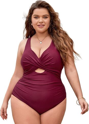 CUPSHE Women Swimsuit One Piece Plus Size Bathing Suit Wrap Ruched Crisscross Self Tie Back Floral in Saudi Arabia