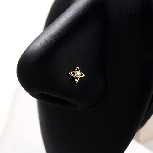 CM Crareesi Mania 14K خاتم الأنف الذهبي 20 قياس حلقات الأنف L على شكل حلقات الأنف الصلبة الذهب الأصفر الأنف ترصيع الذهب الحقيقي الأنف الدائري مسمار ثقب الأنف in Saudi Arabia
