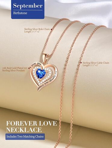 قلادة جوهرة الميلاد من الفضة الإسترليني عيار 925 للنساء العصرية، مجوهرات الزوجة من الذهب الوردي، قلادات صديقة مطلية بالذهب الأبيض عيار 18 قيراط، مجوهرات I Love You الذهبية لأمي الجدة، هدايا عيد ميلاد الأم لعيد الحب in Kuwait