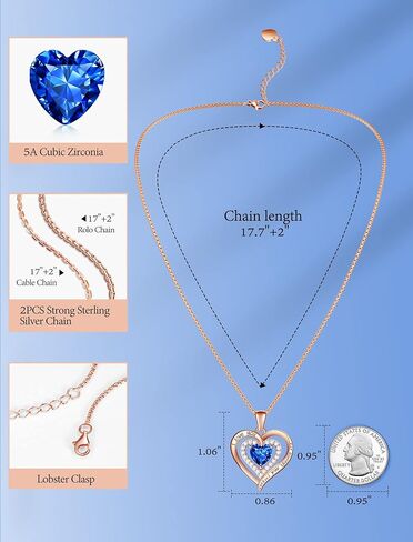 قلادة جوهرة الميلاد من الفضة الإسترليني عيار 925 للنساء العصرية، مجوهرات الزوجة من الذهب الوردي، قلادات صديقة مطلية بالذهب الأبيض عيار 18 قيراط، مجوهرات I Love You الذهبية لأمي الجدة، هدايا عيد ميلاد الأم لعيد الحب in Kuwait