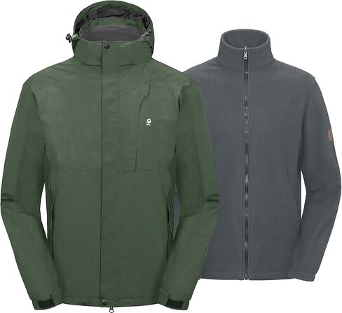 Little Donkey Andy Men's 3 in 1 Winter Ski Jacket Warm Fleece Liner Jacket Waterproof Windproof Snow Coat & Detachable Hood in Kuwait