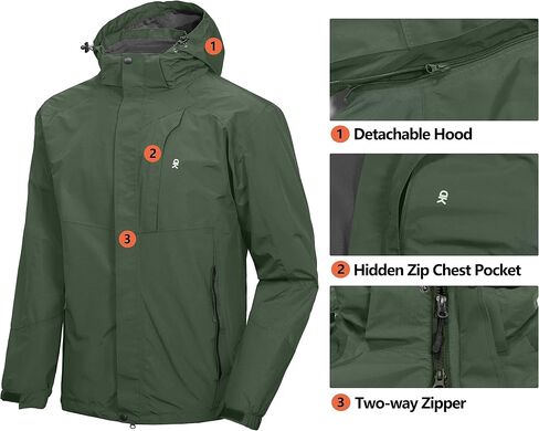 Little Donkey Andy Men's 3 in 1 Winter Ski Jacket Warm Fleece Liner Jacket Waterproof Windproof Snow Coat & Detachable Hood in Kuwait