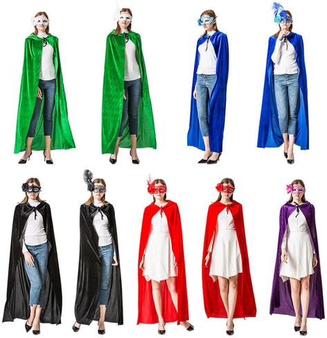 عباءة مخملية بغطاء للرأس للجنسين من SQCS، رداء طويل للهالوين بطول كامل، أزياء تنكرية لمصاصي الدماء الساحرة in Kuwait