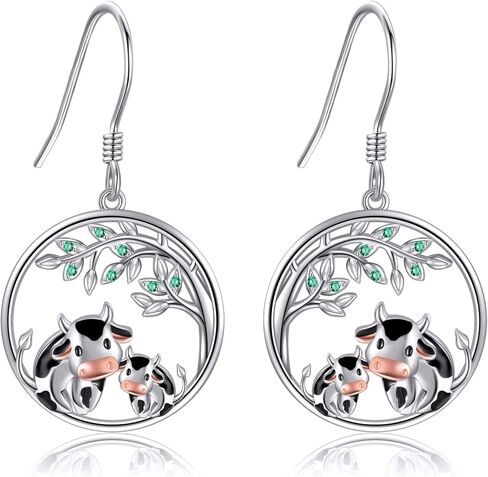 Cow Earrings S925 Sterling Silver Cow Dangle Earrings Cow Jewelry Gifts for Women Girls in Kuwait