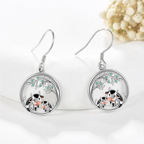 Cow Earrings S925 Sterling Silver Cow Dangle Earrings Cow Jewelry Gifts for Women Girls in Kuwait