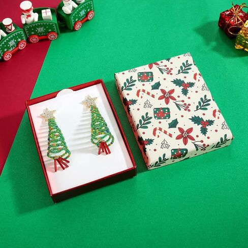 LILIE&WHITE أقراط عيد الميلاد للنساء شجرة عيد الميلاد أقراط متدلية مع حجر الراين الملون بريق القوس عقدة لمبة الضوء الملونة جلجل جرس القرط عطلة عيد الميلاد Gif in Kuwait