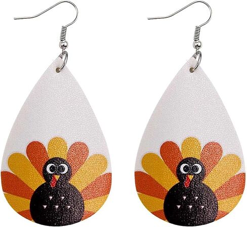 Pumpkin Sunflower Maple Leaf Leopard Plaid Faux Leather Drop Earrings Thanksgiving Lightweight Leather Dangle Earring Autumn Fall Halloween Jewelry for Women Girl in Kuwait