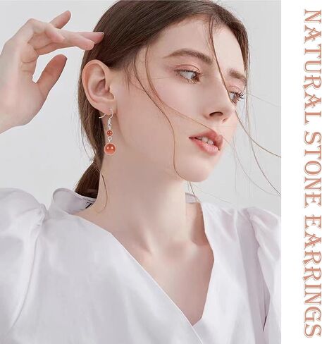 موزاكا 10 ازواج من الاقراط من الحجر الطبيعي للنساء، مجموعة اقراط متدلية من الكريستال العلاجي، اقراط متدلية من الاحجار الكريمة، مجوهرات هدية للنساء in Kuwait