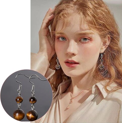 موزاكا 10 ازواج من الاقراط من الحجر الطبيعي للنساء، مجموعة اقراط متدلية من الكريستال العلاجي، اقراط متدلية من الاحجار الكريمة، مجوهرات هدية للنساء in Kuwait