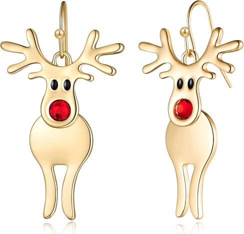 LILIE&WHITE Christmas Earrings For Women Christmas Tree Dangle Earrings With Colorful Rhinestone Glitter Bow Knot Colorful Light Bulb Jingle Bell Stud Earring Holiday Earrings Xmas Gif in Kuwait