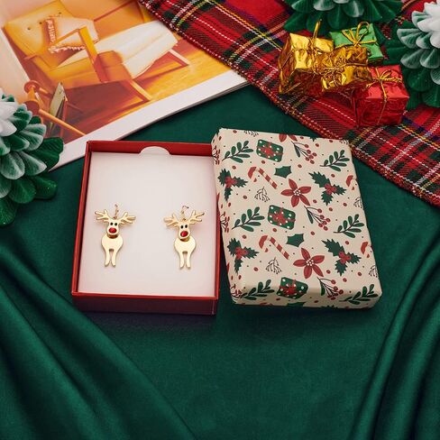 LILIE&WHITE Christmas Earrings For Women Christmas Tree Dangle Earrings With Colorful Rhinestone Glitter Bow Knot Colorful Light Bulb Jingle Bell Stud Earring Holiday Earrings Xmas Gif in Kuwait