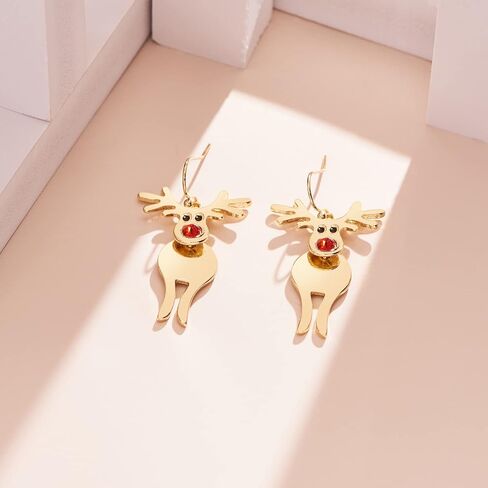 LILIE&WHITE Christmas Earrings For Women Christmas Tree Dangle Earrings With Colorful Rhinestone Glitter Bow Knot Colorful Light Bulb Jingle Bell Stud Earring Holiday Earrings Xmas Gif in Kuwait