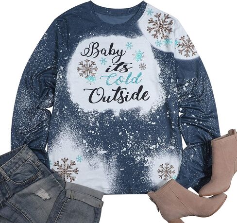 Plus Size Baby It's Cold Outside Christmas T Shirt Women's Plaid Splicing Long Raglan Tops Blouses in Kuwait