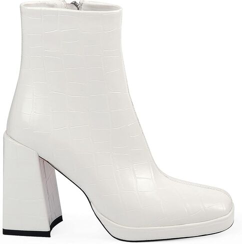 ANN CREEK Women's Ankle Boots Chunky Heel Booties Side Zipper Square Toe High Heel Casual Boots in Kuwait