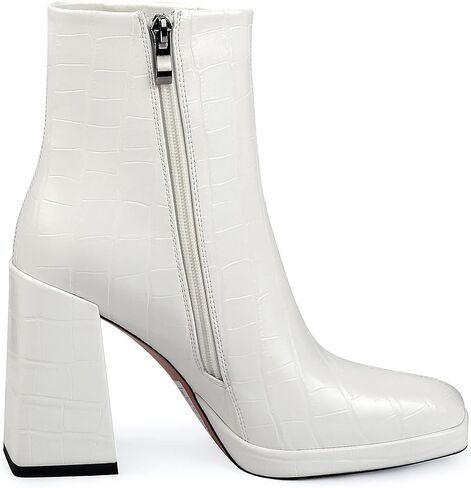 ANN CREEK Women's Ankle Boots Chunky Heel Booties Side Zipper Square Toe High Heel Casual Boots in Kuwait