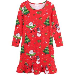 JESKIDS Girls Nightgowns Long Sleeve Dinosaur Printed Pajamas Dress