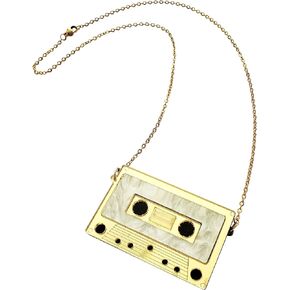 Womens Mens Retro 1980s Music Cassette Music Tape Pendant Vintage Style Costume Novelty Chain Necklace in Kuwait