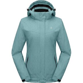 Little Donkey Andy Women's Waterproof Hiking Skiing Jacket with Removable Hood, Fleece Lined Winter Warm Rain Coat