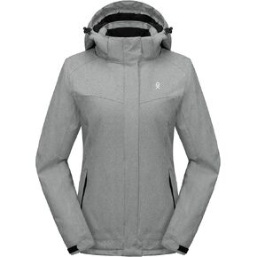 Little Donkey Andy Women's Waterproof Hiking Skiing Jacket with Removable Hood, Fleece Lined Winter Warm Rain Coat in Kuwait