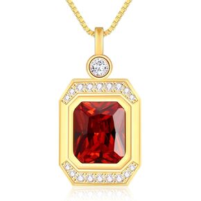 RIVIKO Square Birthstone Necklace Gifts for Women,925 Sterling Silver Gold Plated Birthstone Pendant Christmas Jewelry Gifts for Women Anniversary Valentines Birthday Gifts for Her Mom Wife Girlfriend