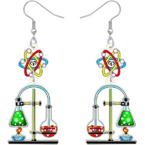 RAIDIN Acrylic Colorful Science Laboratory Microscope Teacher Dangle Earrings for Women Girls Biology Chemistry Teacher Appreciation Jewelry Gifts for Back to school