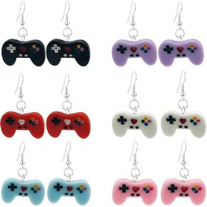 GBAHFY 6 أزواج من أدوات التحكم في ألعاب الفيديو سحر لعبة الفيديو الراتنج Gamer Earring Game Lover Jewelry هدية لعشاق اللعبة مجموعة مجوهرات متدلية على شكل خطاف in Kuwait