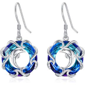TOUPOP Sea Turtle/Dolphin/Whale Dangle Earrings for Women Girls S925 Sterling Silver Ocean Hawaii Beach Crystal Earrings Jewelry Birthday Gifts for Mom Friends Sister