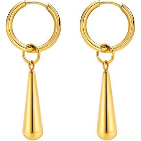 Stainless Steel Water Tear Drop Style Wedding Cocktail Party Statement Holiday Dangle Drop Earrings