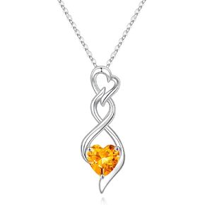 925 Sterling Silver Birthstone Necklace for Women, Dainty Infinity Natural or Created Gemstone Heart Birthstone Pendant Necklace Valentines Mothers Day Gifts for Her Wife Girlfriend Anniversary Birthday Christmas Jewelry Gifts
