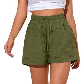 Ropamodita Women's Casual Solid Big Pockets Drawstring High Waisted Jersey Track Sweat Shorts Culottes in Saudi Arabia