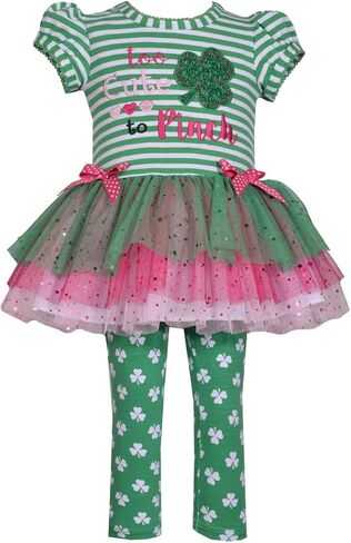 Bonnie Jean Girl's St Patrick's Day Shamrock Leggings Set for Baby Toddler and Little Girls in Kuwait