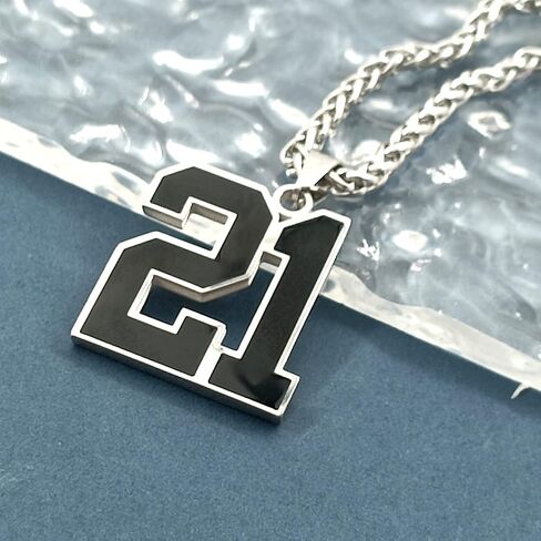QeenseKc Black Number 1 to 99 Chain Neckalce for Boy Athletes Baseball Number Pendant Stainless Steel Jewelry for Sport Fans Gift in Saudi Arabia