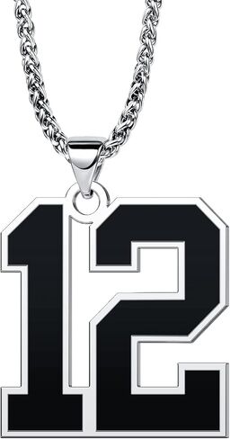 QeenseKc Black Number 1 to 99 Chain Neckalce for Boy Athletes Baseball Number Pendant Stainless Steel Jewelry for Sport Fans Gift in Saudi Arabia