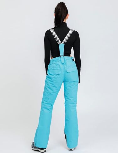 سراويل HOUZONIY النسائية للثلج معزولة مقاومة للماء، سراويل تزلج مع حمالات قابلة للفصل للتزلج والتزلج على الجليد والتزلج على الجليد in Kuwait