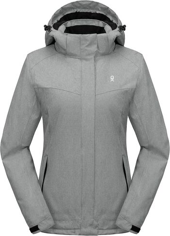 Little Donkey Andy Women's Waterproof Hiking Skiing Jacket with Removable Hood, Fleece Lined Winter Warm Rain Coat in Kuwait