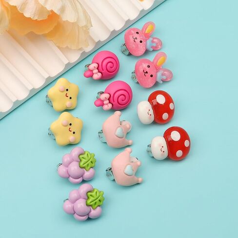 20 زوجًا من اقراط الاطفال بمشبك للبنات لا تسبب الحساسية، اقراط بمشبك لطيف بالوان قوس قزح وفراشة تودر للبنات الصغيرات in Kuwait