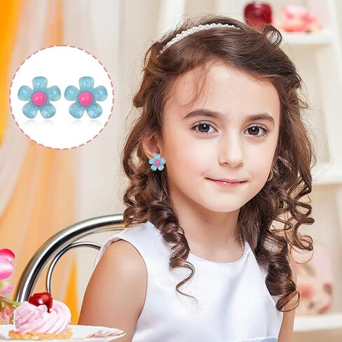 20 زوجًا من اقراط الاطفال بمشبك للبنات لا تسبب الحساسية، اقراط بمشبك لطيف بالوان قوس قزح وفراشة تودر للبنات الصغيرات in Kuwait